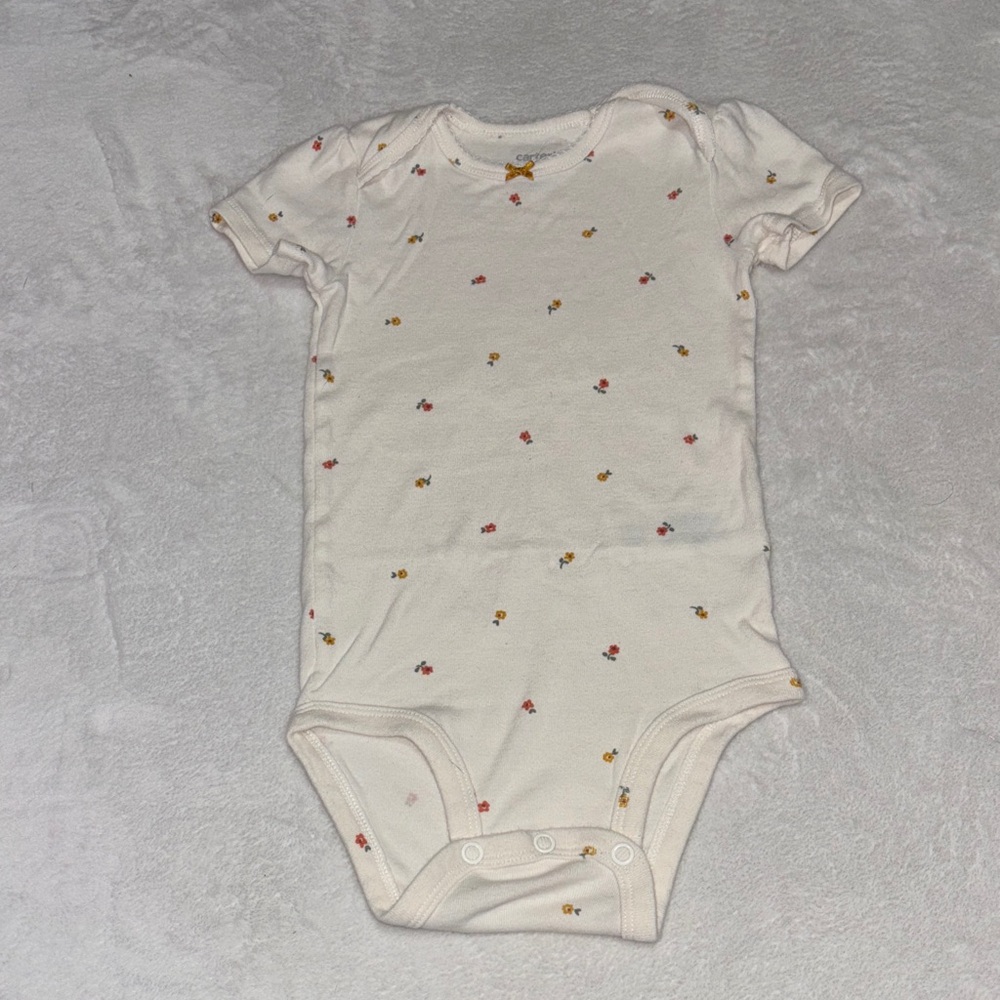 (3 for $10) carters Charming Cream Baby Bodysuit with Floral Accents